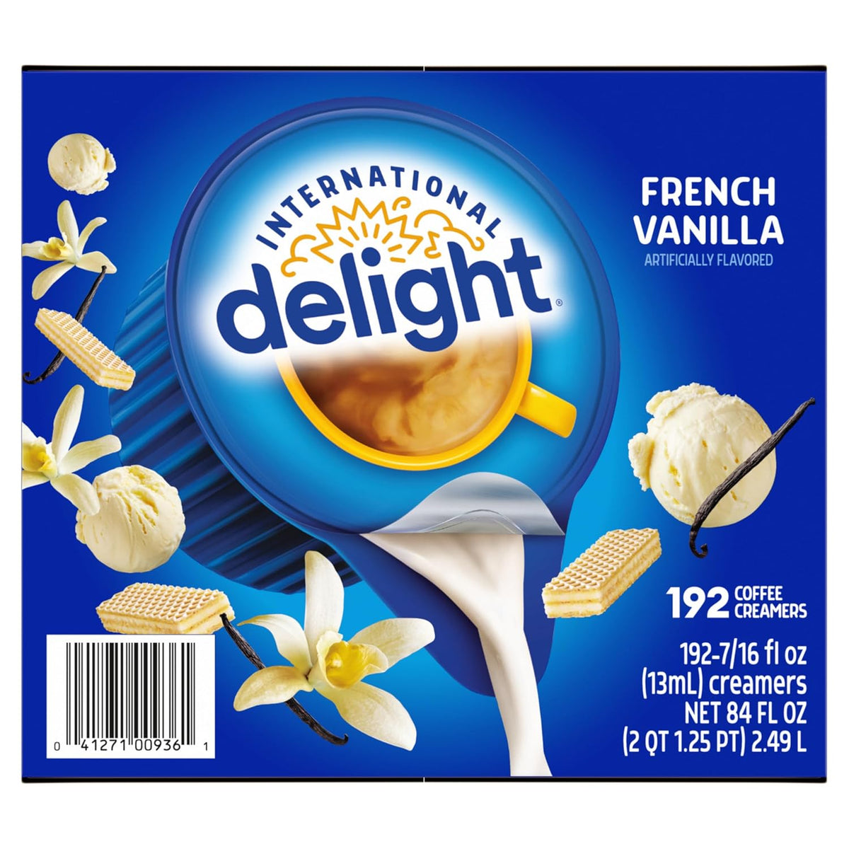 International Delight, French Vanilla, Single-Serve Coffee Creamers, 192 Count (Pack of 1), Shelf Stable Non-Dairy Flavored Coffee Creamer, Great for Home Use, Offices, Parties or Group Events