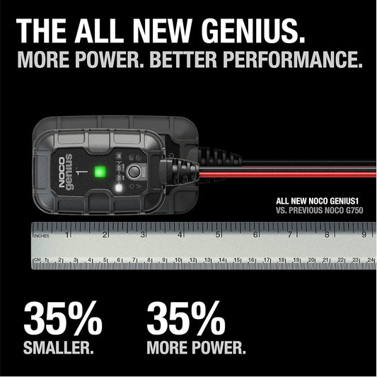 NOCO GENIUS1: 1A 6V/12V Smart Battery Charger β Automatic Maintainer, Trickle Charger & Desulfator with Overcharge Protection & Temperature Compensation β for Lead-Acid & Lithium Batteries