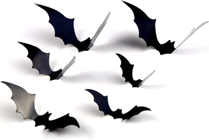 DIYASY Bats Wall Decor, 120 Pcs 3D Bat Halloween Decoration Stickers for Home Decor 4 Size Waterproof Black Spooky Bats for Room Decals