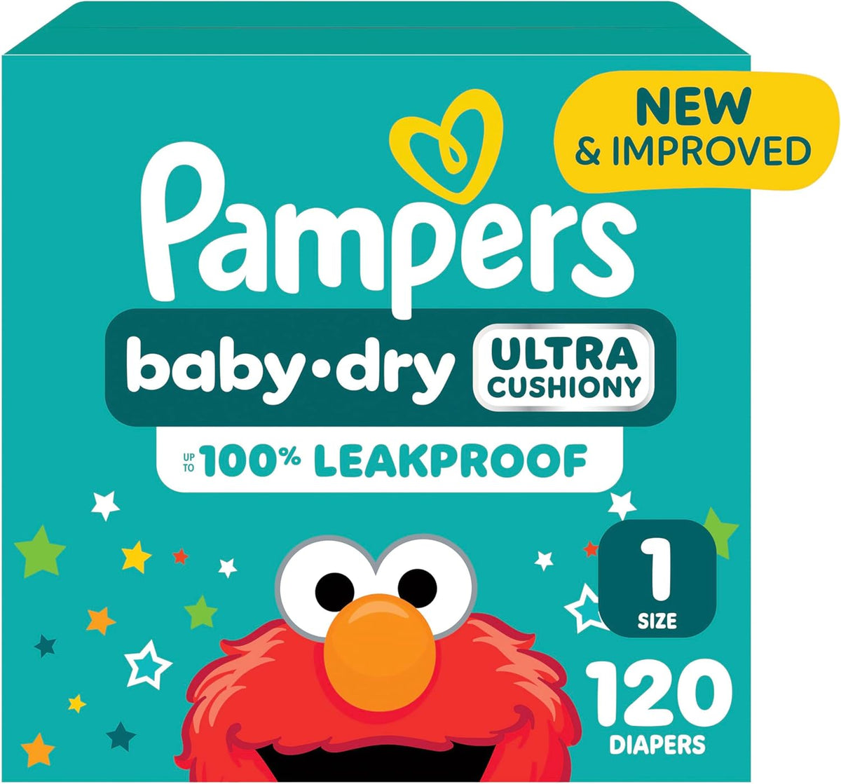 Pampers Diapers - Baby Dry - Size 1, 120 Count, Absorbent Disposable Infant Diaper (Packaging May Vary)