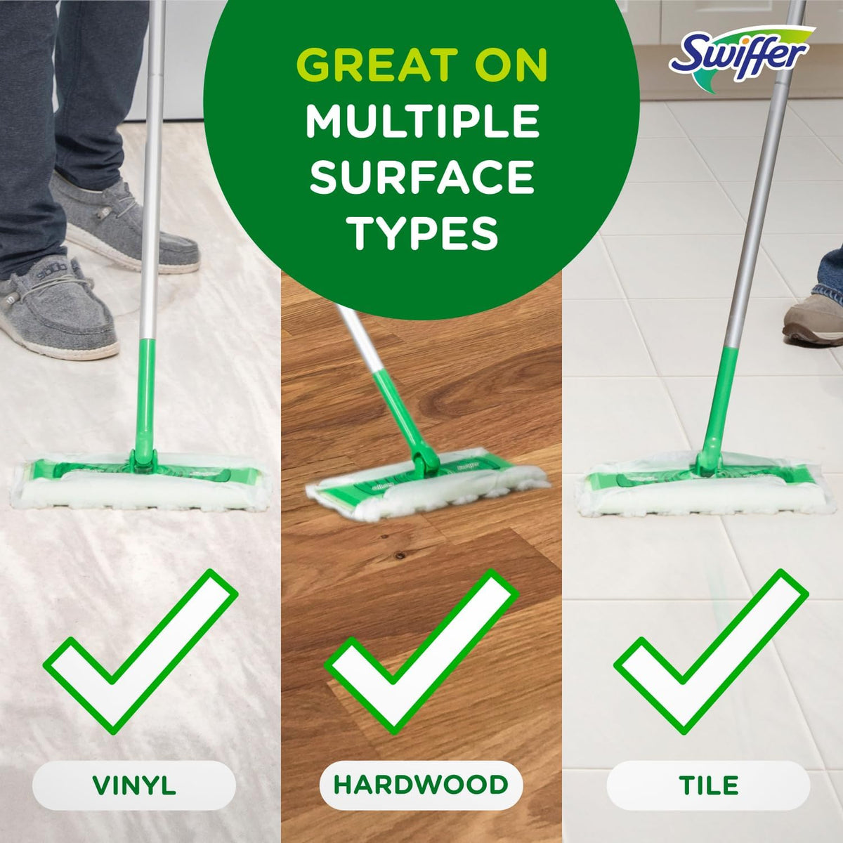Swiffer Sweeper 2-in-1 Mops for Floor Cleaning, Dry and Wet Multi Surface Floor Cleaner, Sweeping and Mopping Starter Kit, Includes 1 Mop + 19 Refills, 20 Piece Set