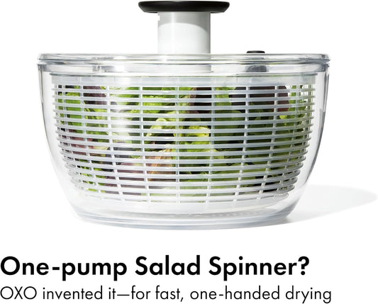 OXO Good Grips Salad Spinner | Lettuce Spinner | Fruit Washer | Fruit Washing Bowl with Strainer | Vegetable Cleaner | Salad Cleaner | Lettuce Washer | 6.22 Quart Capacity