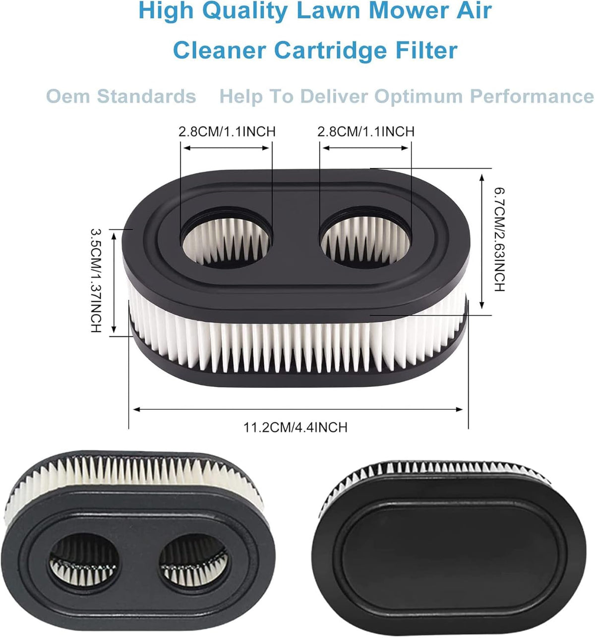 593260 Air Filter 593260 798452 334404 Air Cleaner Cartridge Filter, Lawn Mower Air Cleaner Replacement Filters for 4247 5432 5432k 09P00 09P702 550E 500EX 550EX 625 575EX Series Engine (2Pcs)