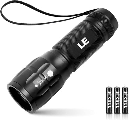 Lighting EVER LED Flashlights High Lumens, Small Flashlight, Waterproof, Adjustable Focus Flash Light for Outdoor, Emergency, AAA Batteries Included, Tactical & Camping Accessories