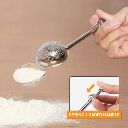 HULISEN Flour Duster for Baking, One-Handed Operation, 304 Stainless Steel Powdered Sugar Shaker Duster, Pick Up and Dust Flour Sifter, Gift Package