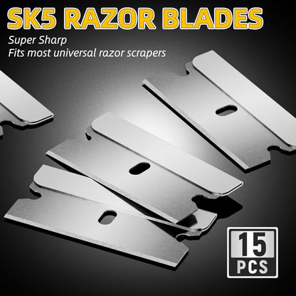 DIYSELF 1 Pack Razor Blade Scraper with 15 Extra Blades, Scraper Tool for Cleaning Window, Paint, Cooktop, Oven, Glass Stove Top Scraper, Razor Scraper with Buit-In Blade Storage