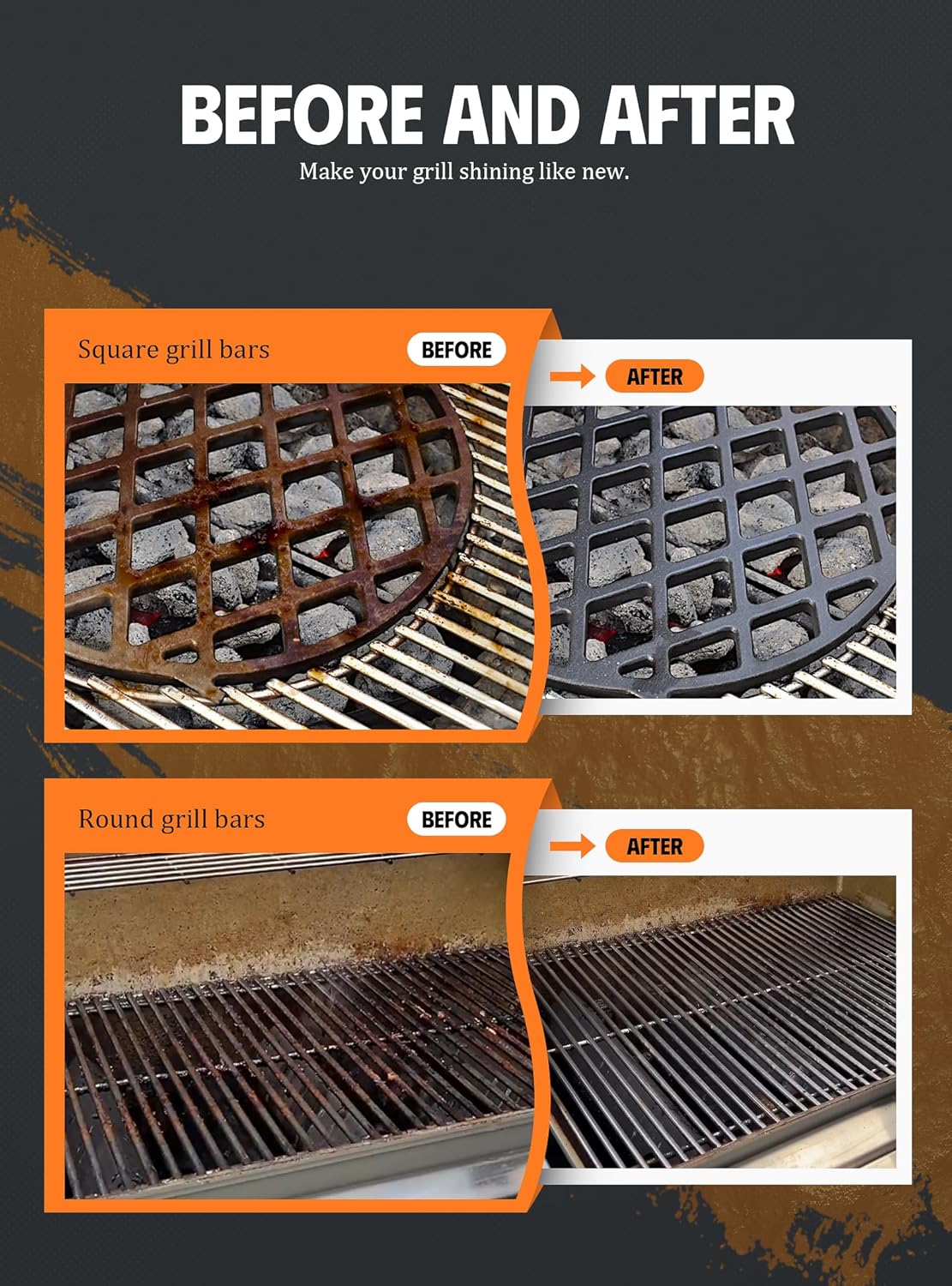 MEKER Grill Brush Bristle Free, Grill Cleaner Brush with 5 BBQ Replacement Head for Cast Iron, Stainless Steel Grates, Safe Grill Scraper Outdoor BBQ Grill, Black