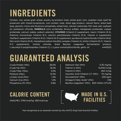 Purina Pro Plan Complete Essentials Shredded Blend Chicken and Rice Dog Food Dry Formula with Probiotics for Dogs - 35 lb. Bag