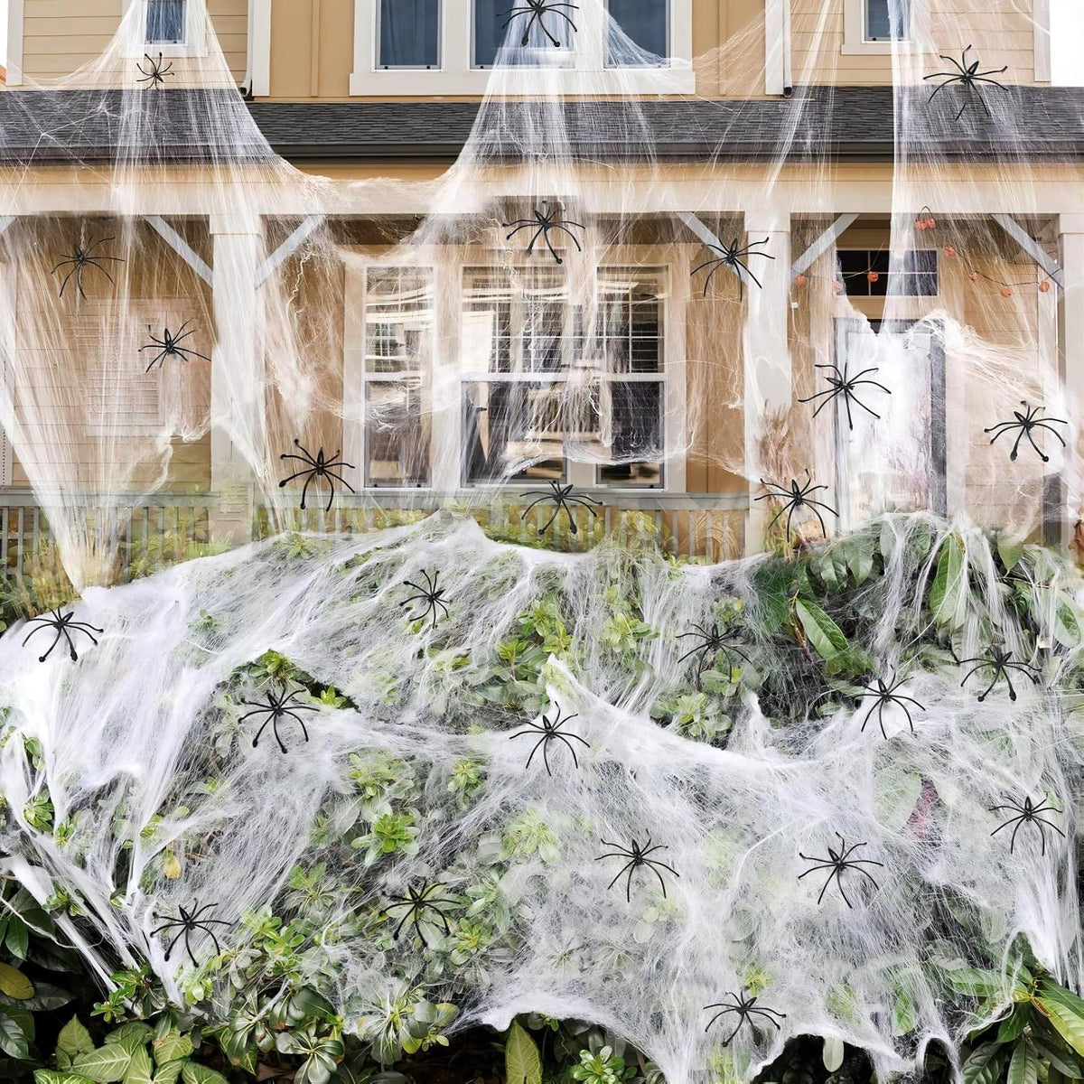 Halloween Spider Webs  1400 sqft Halloween Spider Webs Decorations with 150 Extra Fake Spiders, Super Stretchy Cobwebs for Halloween Decor Indoor and Outdoor