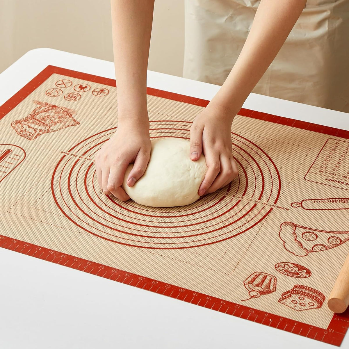 Silicone Baking Pastry Dough Mat - 28x20Inch Extra Large Cookie Bread Rolling Mats Sheet, Nonstick Kitchen Counter Kneading Board, Thick Reusable Pie Cookies Pizza Fondant Making Matt with Measurement