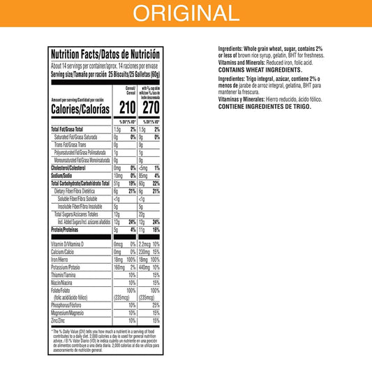Kellogg’s Frosted Mini-Wheats Breakfast Cereal, High Fiber, 48g Whole Grain, Giant Size, 29.5 oz