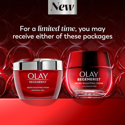 Olay Face Moisturizer, Regenerist Micro-Sculpting Cream for Women, Fragrance-Free - Anti-Aging, Anti-Wrinkle, Firming Skin Care - Triple Collagen Cream, Peptide, Hyaluronic Acid, Niacinamide, 1.7oz