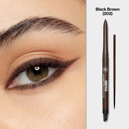 Revlon ColorStay Pencil Waterproof Eyeliner, Smudge-Proof, Eye Makeup with Built-In Sharpener, 202 Black Brown, 0.01 oz