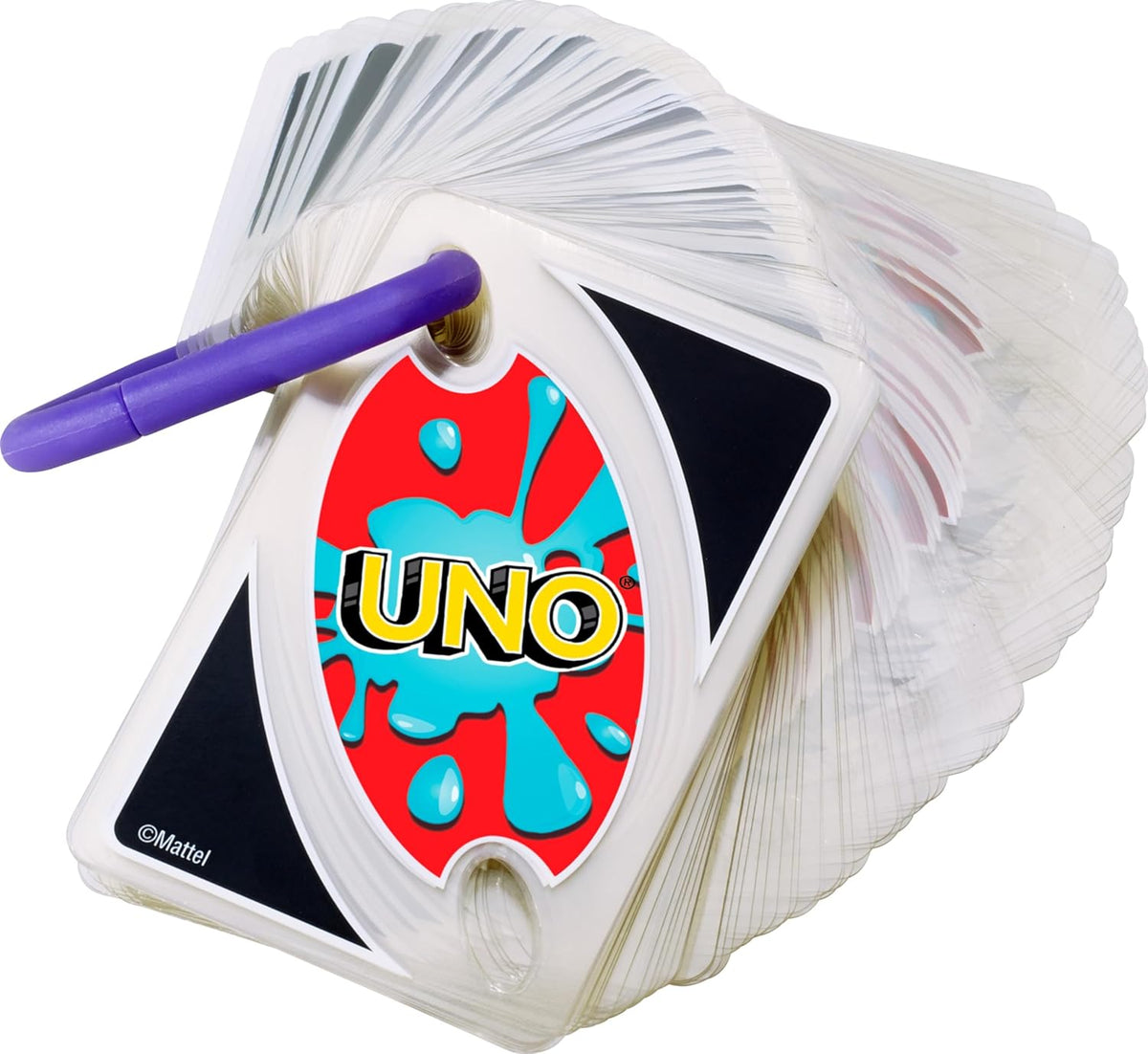 Mattel Games UNO Splash Card Game with Waterproof Cards and Portable Clip for Travel, Camping and Game Nights Away