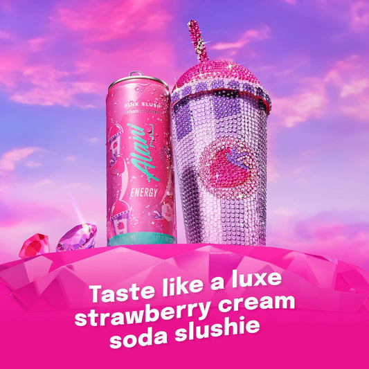 Alani Nu PINK SLUSH, Sugar Free, Low Calorie Energy Drinks, 200mg Caffeine, Biotin, B Vitamins, Zero Sugar, 10 Calories, 12 Fl Oz Cans, 12 Pack