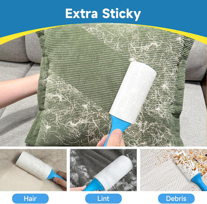 Swihauk 600 Sheets Extra Sticky Lint Rollers for Pet Hair, Easy Spiral Tear Lint Roller for Clothes with Ergonomic Handle, Multipurpose Lint Remover for Furniture, Carpet, Car Seat